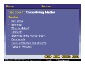 Section 1: Classifying Matter