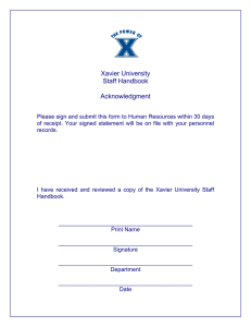 Xavier University Staff Handbook  Acknowledgment