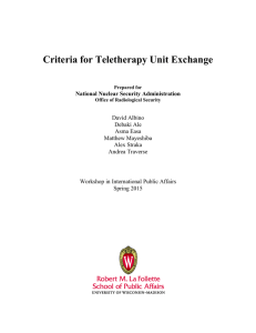 Criteria for Teletherapy Unit Exchange