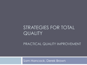 STRATEGIES FOR TOTAL QUALITY  PRACTICAL QUALITY IMPROVEMENT