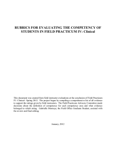 RUBRICS FOR EVALUATING THE COMPETENCY OF