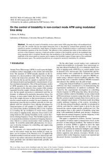 On the control of bistability in non-contact mode AFM using... time delay I. Kirrou, M. Belhaq