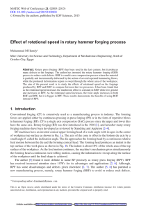 Effect of rotational speed in rotary hammer forging process