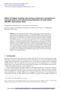 Effect of higher heating rate during continuous annealing on
