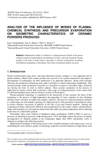 ANALYSIS OF THE INFLUENCE OF MODES OF PLASMA-