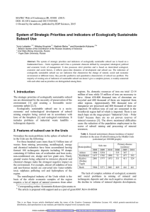 System of Strategic Priorities and Indicators of Ecologically Sustainable Subsoil Use