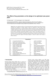 The effect of key parameters on the design of an... plant