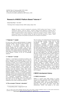 Research of MOOC Platform Based &#34;Internet +&#34;