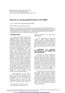 Research on routing algorithm based on the VANET