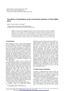 The effects of urbanization on the environment pollution in China... 2012)
