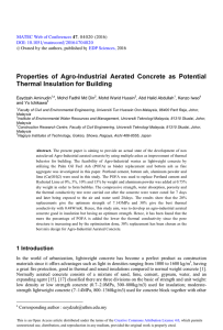 Properties of Agro-Industrial Aerated Concrete as Potential Thermal Insulation for Building
