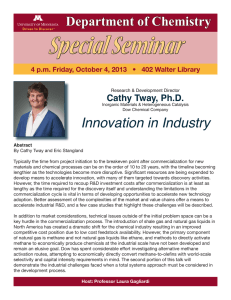 Special Seminar Innovation in Industry Department of Chemistry Cathy Tway, Ph.D.