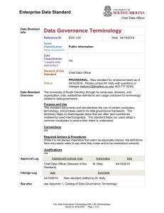 Data Governance Terminology Enterprise Data Standard Chief Data Officer