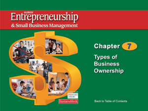 Types of Business Ownership Back to Table of Contents