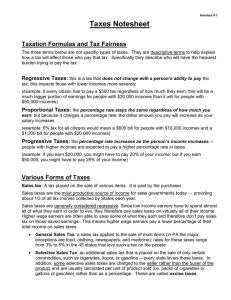 Taxes Notesheet  Taxation Formulas and Tax Fairness