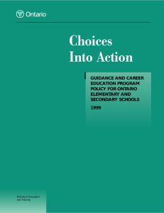 GUIDANCE AND CAREER EDUCATION PROGRAM POLICY FOR ONTARIO ELEMENTARY AND