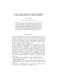 DUALITY FOR MODULES OVER FINITE RINGS AND APPLICATIONS TO CODING THEORY