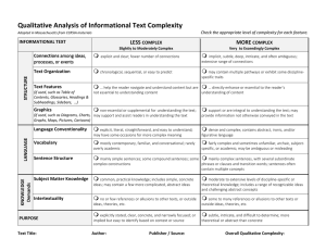 Qualitative Analysis of Informational Text Complexity LESS MORE 
