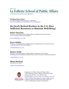 La Follette School of Public Affairs  Sufficient Resources to Maintain Well-Being?