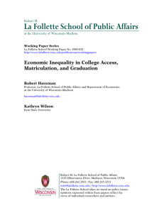 La Follette School of Public Affairs  Economic Inequality in College Access,
