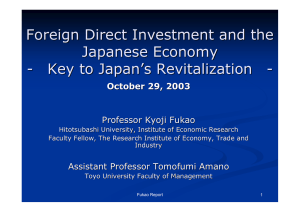 Foreign Direct Investment and the Japanese Economy - Key to Japan’s Revitalization