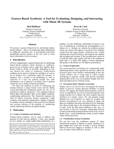 Feature-Based Synthesis: A Tool for Evaluating, Designing, and Interacting Matt Hoffman
