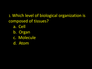 Which level of biological organization is composed of tissues? a.  Cell