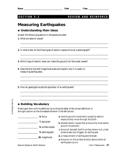 Measuring Earthquakes Understanding Main Ideas