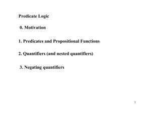 Predicate Logic 0. Motivation 1. Predicates and Propositional Functions