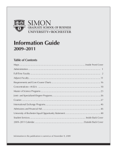 Information Guide 2009–2011 Table of Contents