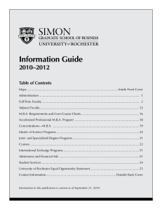 Information Guide 2010–2012 Table of Contents