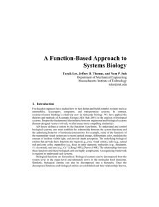 A Function-Based Approach to Systems Biology