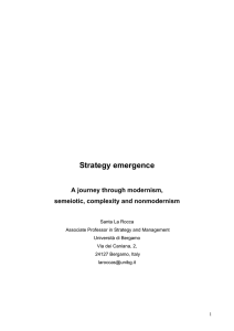 Strategy emergence A journey through modernism, semeiotic, complexity and nonmodernism