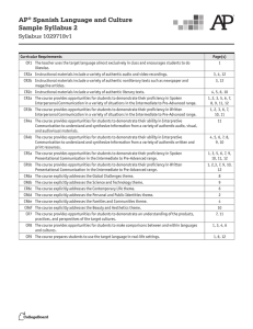 AP Spanish Language and Culture Sample Syllabus 2 Syllabus 1029718v1