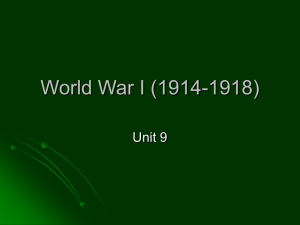 World War I (1914-1918) Unit 9