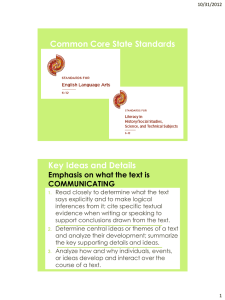 Common Core State Standards Key Ideas and Details