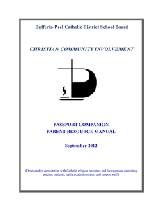 CHRISTIAN COMMUNITY INVOLVEMENT PASSPORT COMPANION PARENT RESOURCE MANUAL