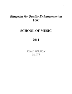 Blueprint for Quality Enhancement at USC SCHOOL OF MUSIC