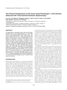 The Primary Photophysics of the Avena sativa Phototropin 1 LOV2... Observed with Time-resolved Emission Spectroscopy