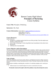 Barren County High School  Course Syllabus Principles of Marketing