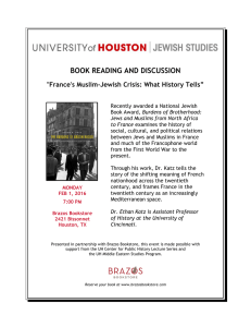 BOOK READING AND DISCUSSION  &#34;France's Muslim-Jewish Crisis: What History Tells”
