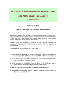 BIOS 5970: PLANT-HERBIVORE INTERACTIONS – Spring 2016 MID-TERM EXAM