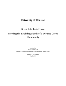 University of Houston  Greek Life Task Force:
