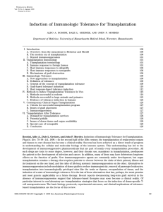 Induction of Immunologic Tolerance for Transplantation