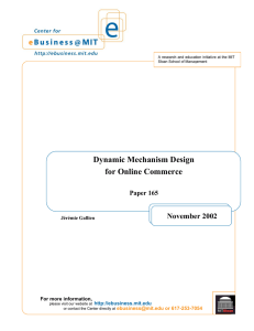 Dynamic Mechanism Design for Online Commerce November 2002