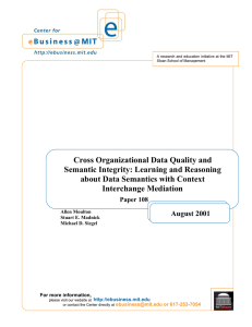 Cross Organizational Data Quality and Semantic Integrity: Learning and Reasoning