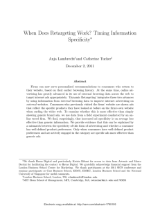 When Does Retargeting Work? Timing Information Specificity ∗ Anja Lambrecht