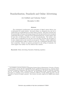 Standardization, Standards and Online Advertising Avi Goldfarb and Catherine Tucker