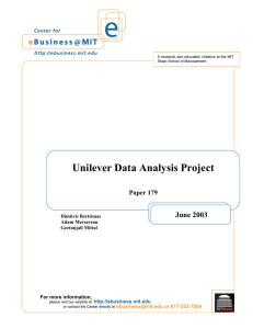 Unilever Data Analysis Project  June 2003 Paper 179