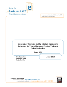 Consumer Surplus in the Digital Economy: June 2003